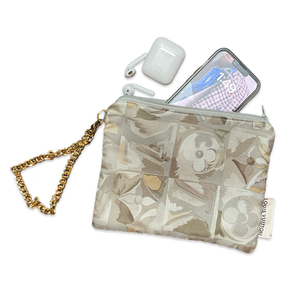 Au Fils du Temps Logo   Silk Scarf Wristlet Bag