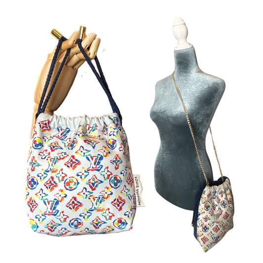 LV Monogram   Silk Scarf Drawstring Crossbody Bag