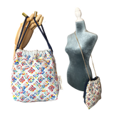 LV Monogram   Silk Scarf Drawstring Crossbody Bag
