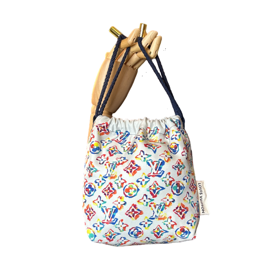 LV Monogram   Silk Scarf Drawstring Crossbody Bag