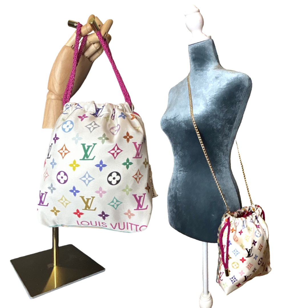LV Murakami Monogram   Silk Scarf Drawstring Crossbody Bag