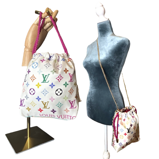 LV Murakami Monogram   Silk Scarf Drawstring Crossbody Bag