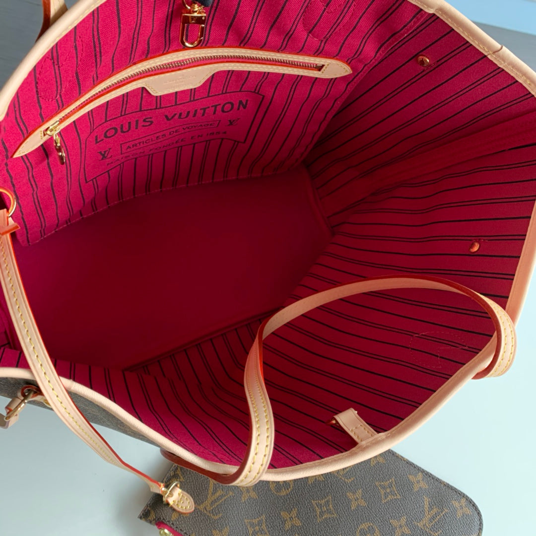 Neverfull M41178 monogram ROSE inside MM Damier Azur Bag Damier GHW  d