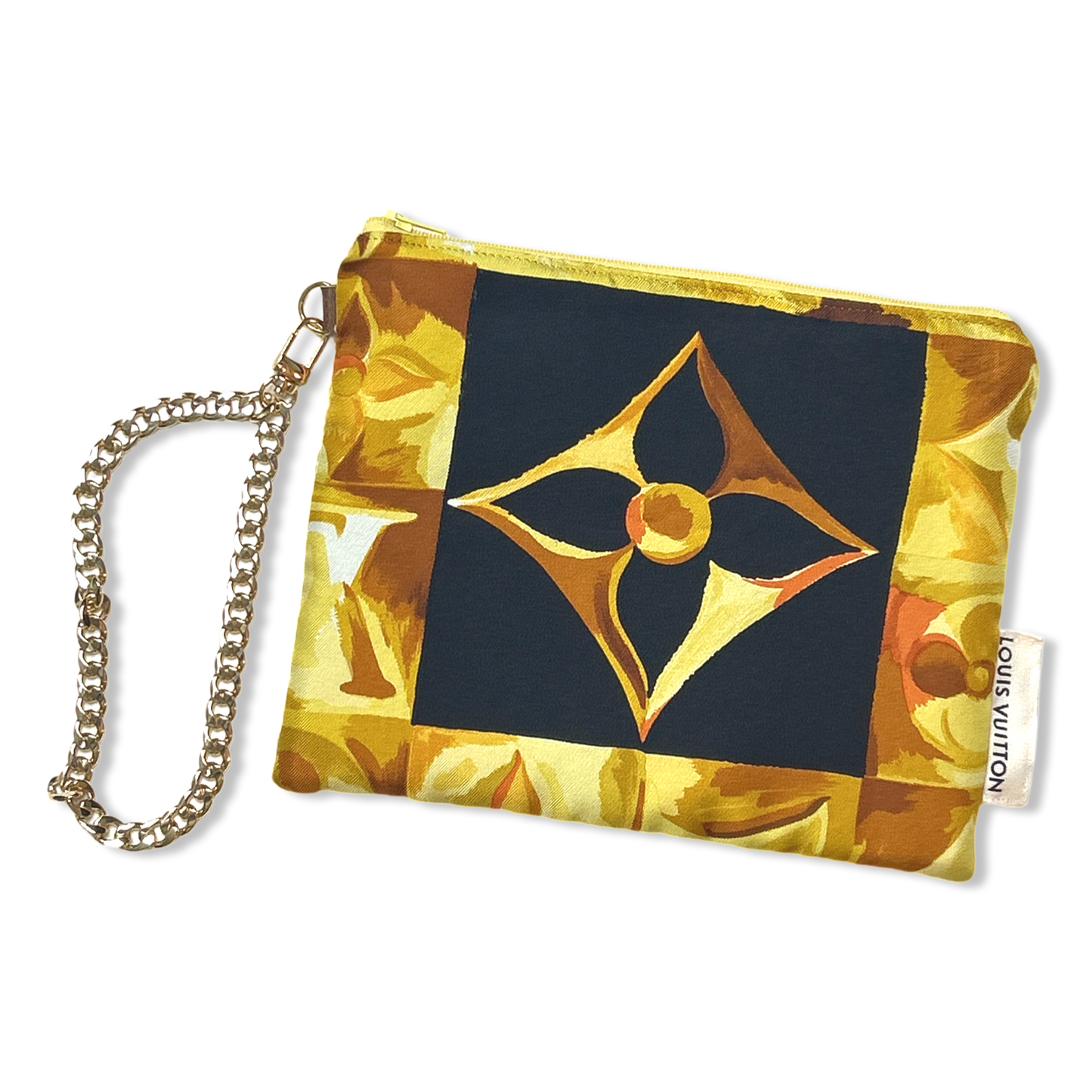 Au Fils du Temps Logo   Silk Scarf Wristlet Bag