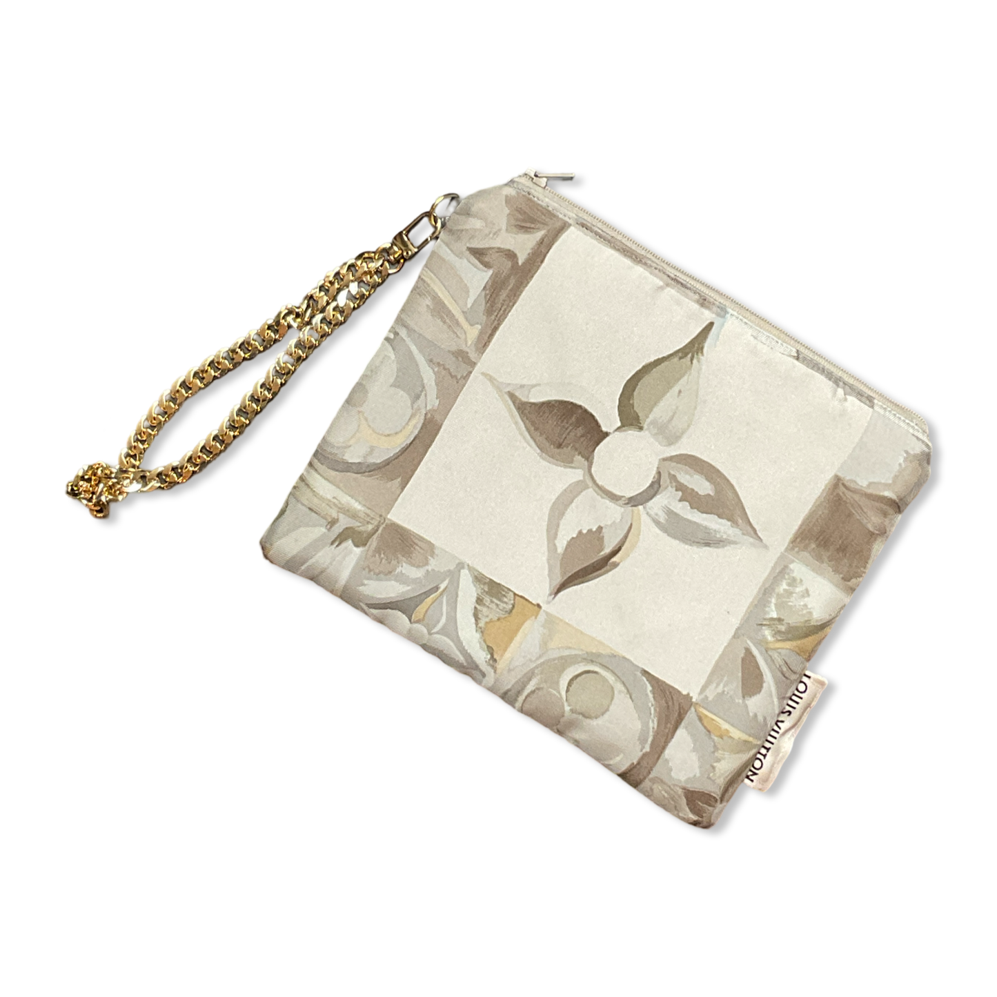 Au Fils du Temps Logo   Silk Scarf Wristlet Bag