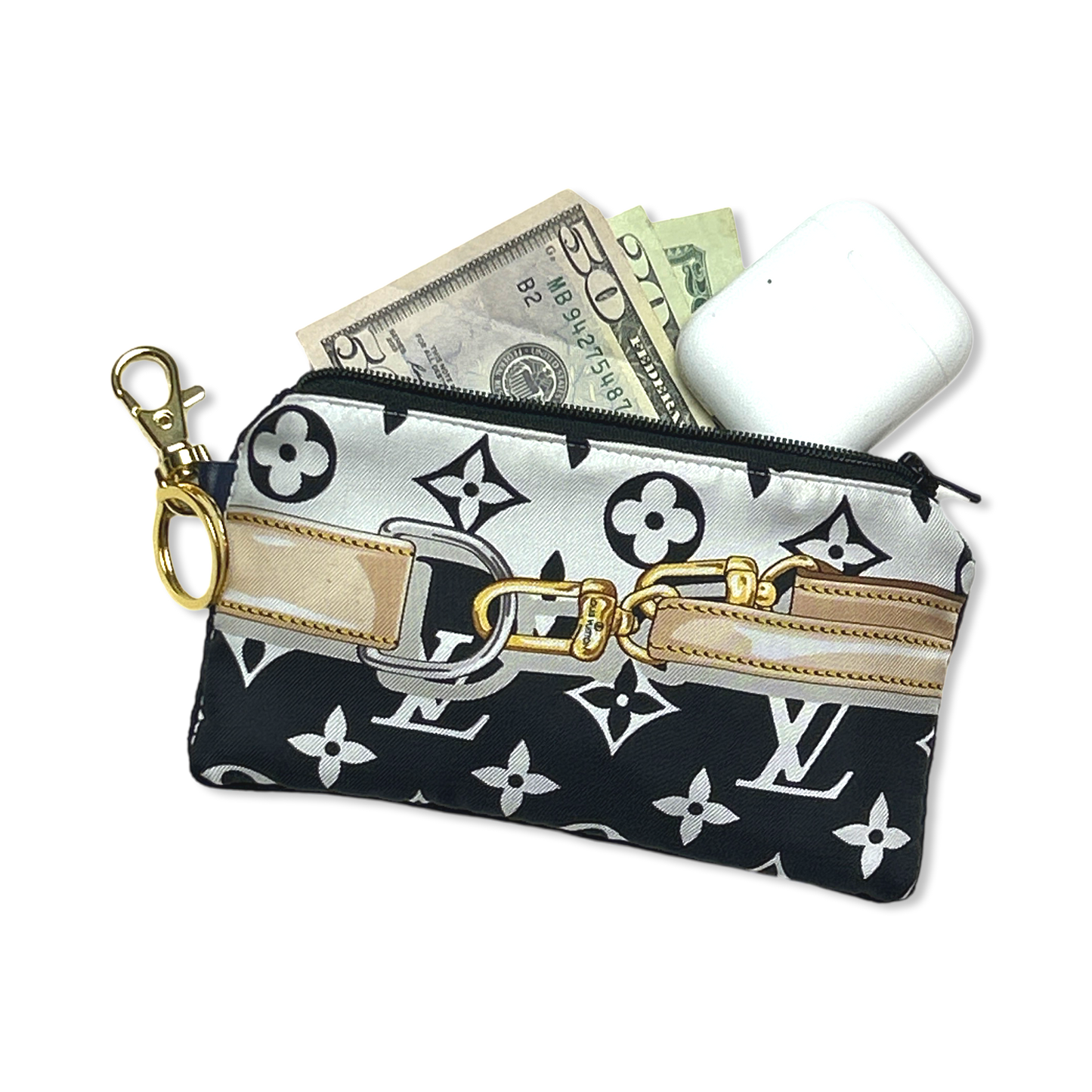 LV Monogram   Silk Scarf Coffee Run Keychain Bag