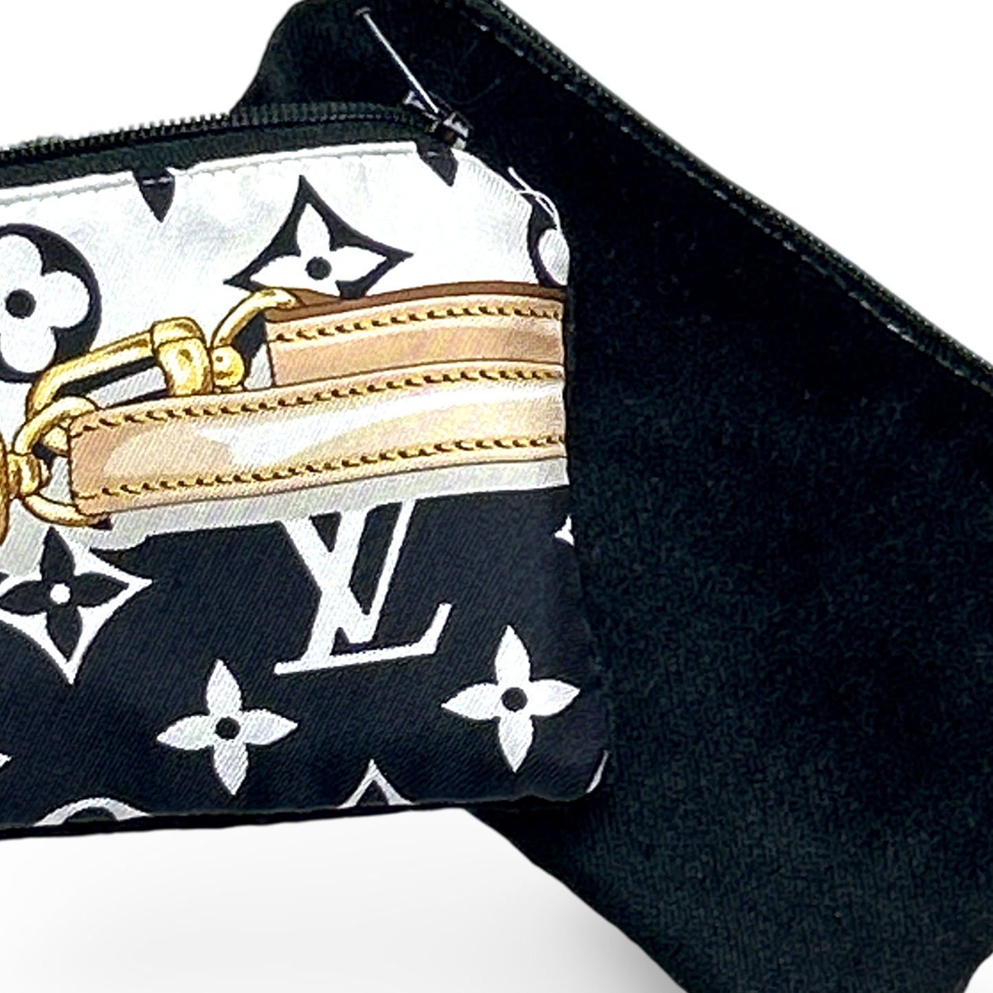 LV Monogram   Silk Scarf Coffee Run Keychain Bag