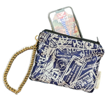 Travel Stamps   Silk Scarf Wristlet Bag