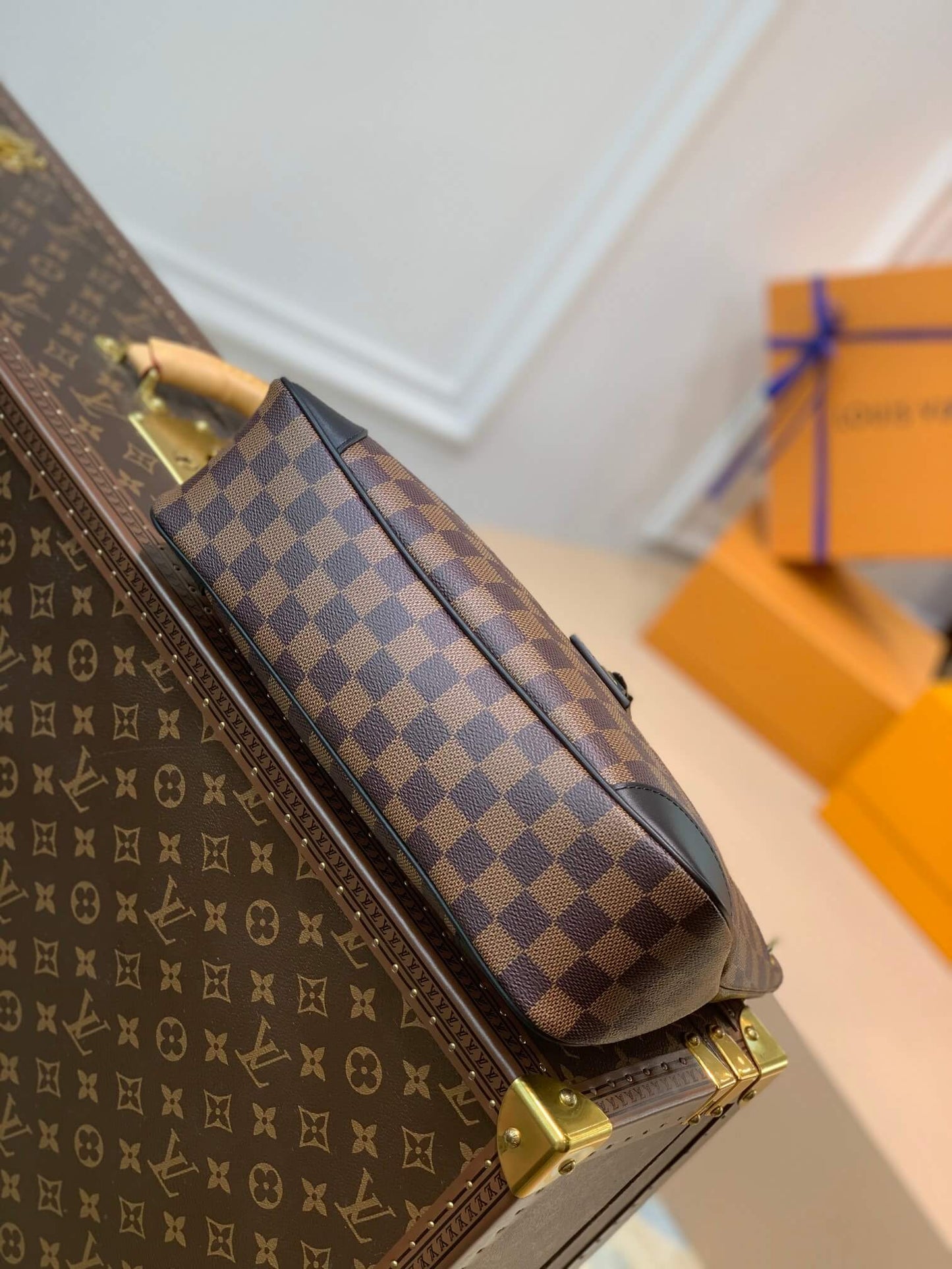 M45355 ODÉON MM coffee brown damier shoulder bag Khaki 31cm