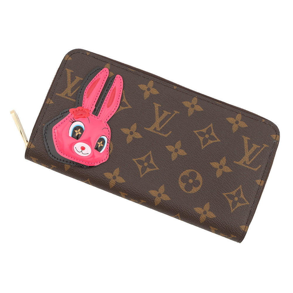 LOUIS VUITTON Animogram Nicolas Ghesquière Rabbit Zippy Wallet Brown/PinkM83689 MonogramCanvas/Patent Leather