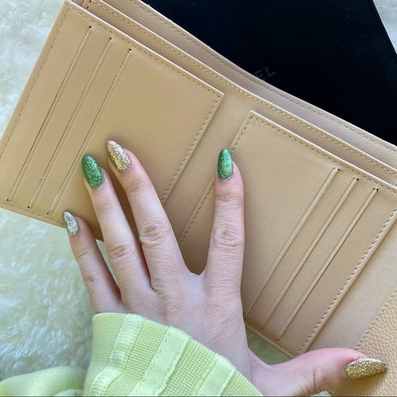 CHANEL beige calfskin wallet