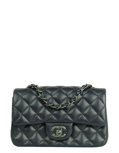 Chanel Dark Navy Caviar Rectangular Mini Flap