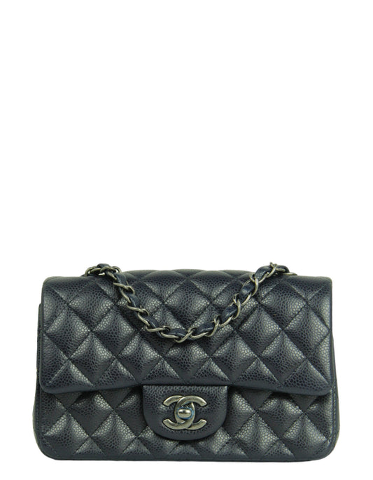 Chanel Dark Navy Caviar Rectangular Mini Flap