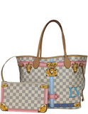 Louis Vuitton Damier Azur Summer Trunks Neverfull MM Tote Bag