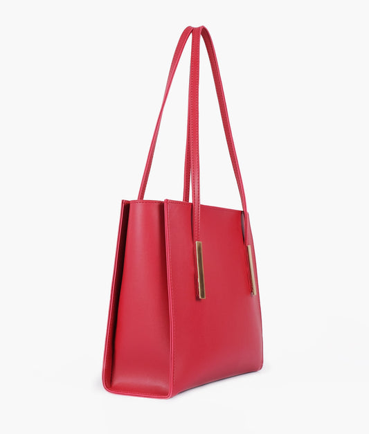 Maroon zipper shoulder bag with long handle