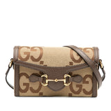 Gucci Jumbo GG Horsebit 1955 Canvas Leather Shoulder Bag