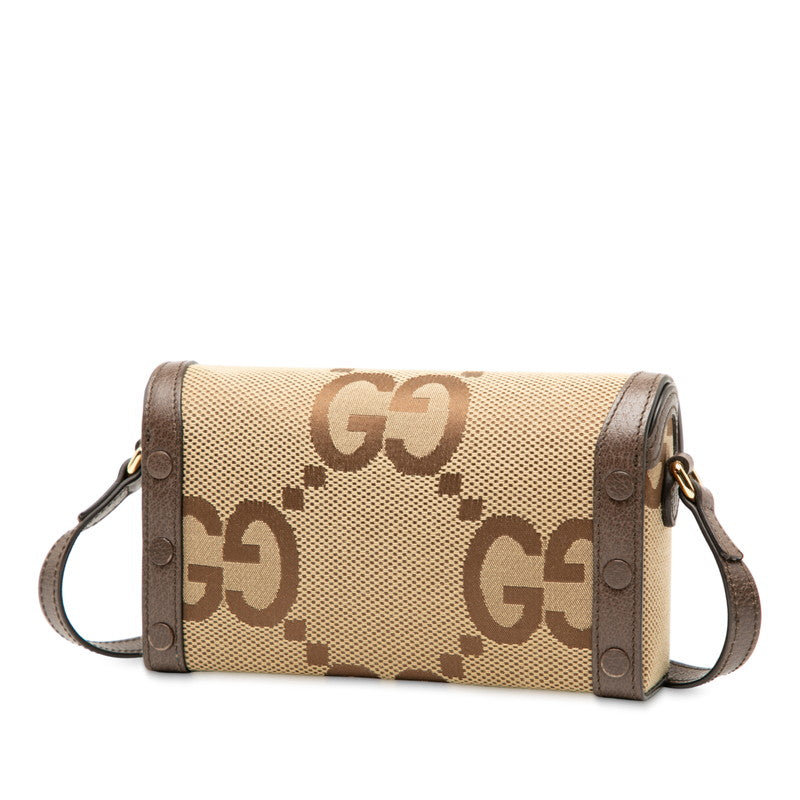 Gucci Jumbo GG Horsebit 1955 Canvas Leather Shoulder Bag