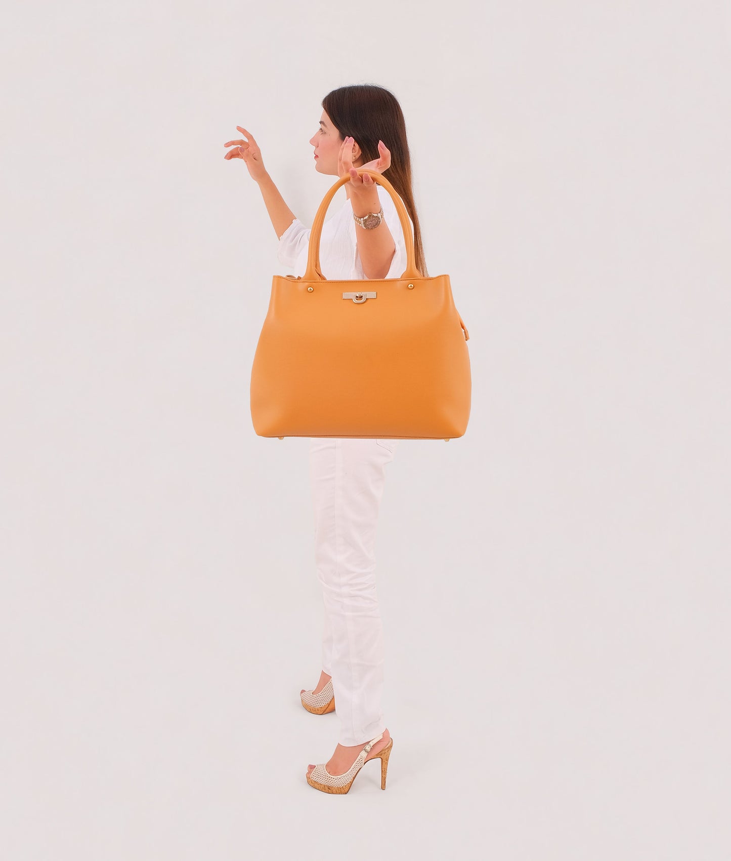 Mustard zipper tote bag