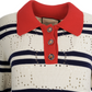 GUCCI WHITE AND NAVY STRIPED COTTON KNITTED DRESS