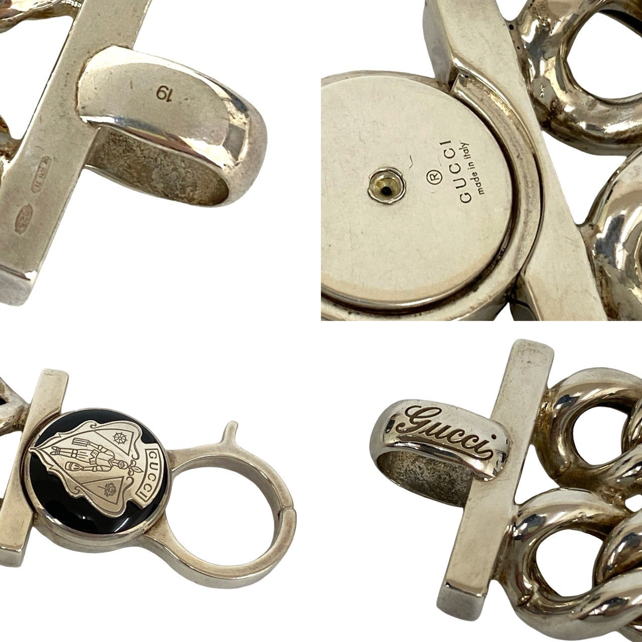 Gucci Crest Logo Silver 925 Bracelet