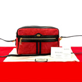 Gucci Ophidia GG Logo Suede Patent Leather Shoulder Bag