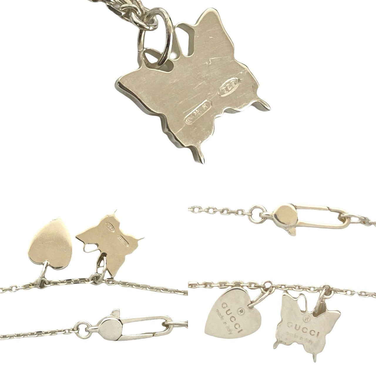 Gucci Heart Butterfly Silver 925 Necklace