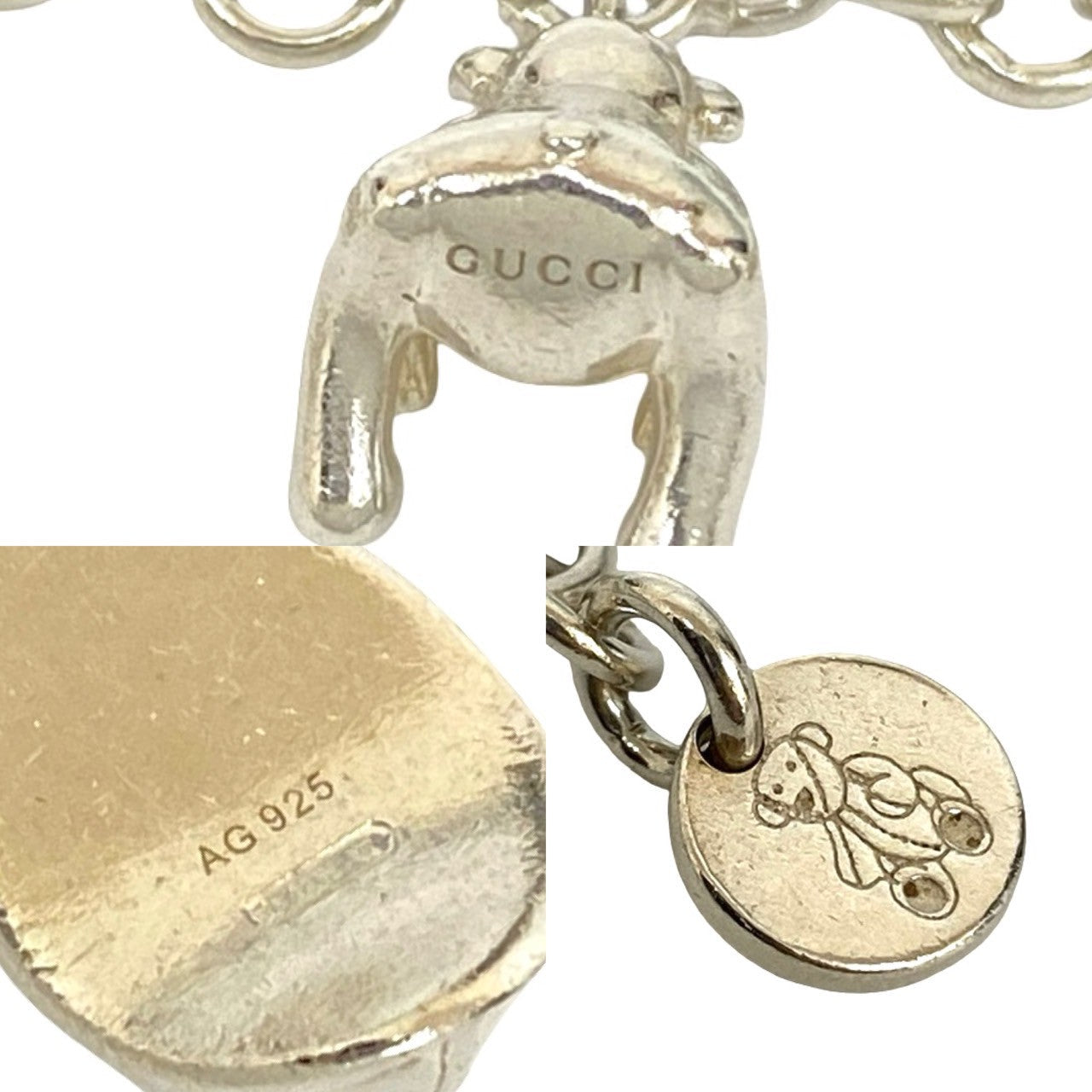 Gucci D'Bear Five Charm Silver Bracelet