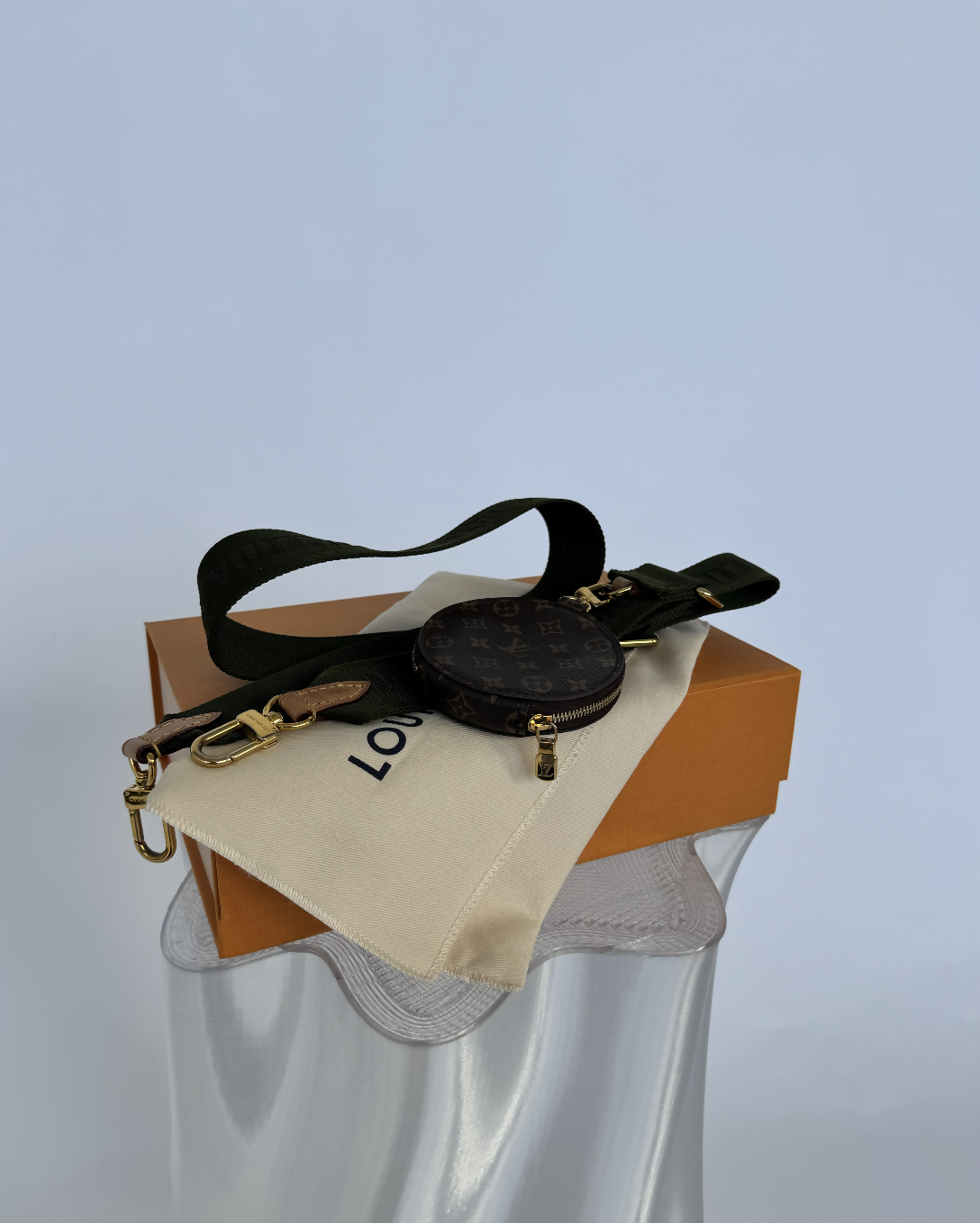 Louis Vuitton Jacquard Strap with Round Coin Purse – Khaki Green - FULL SET