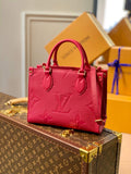 M45660 ONTHEGO PM tote bag Oversized monogrm empreinte leather Rose Red