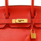 Luxury Hermes 30cm Birkin Red-Orange Togo w/ Gold Hardware #D