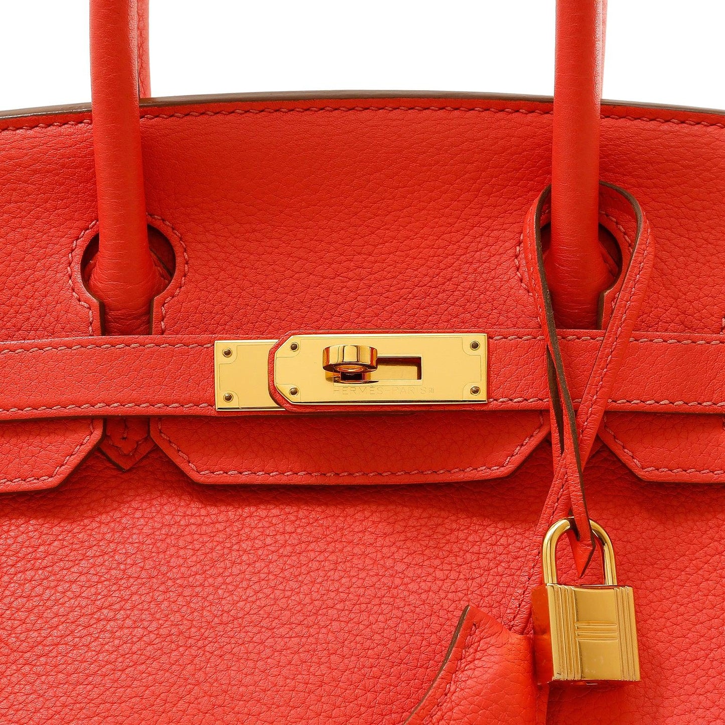Luxury Hermes 30cm Birkin Red-Orange Togo w/ Gold Hardware #D
