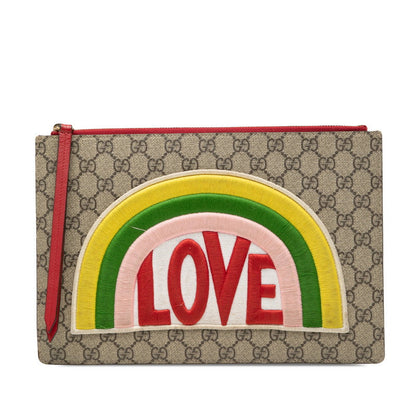 Gucci GG Supreme Rainbow LOVE PVC Clutch Bag