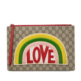 Gucci GG Supreme Rainbow LOVE PVC Clutch Bag