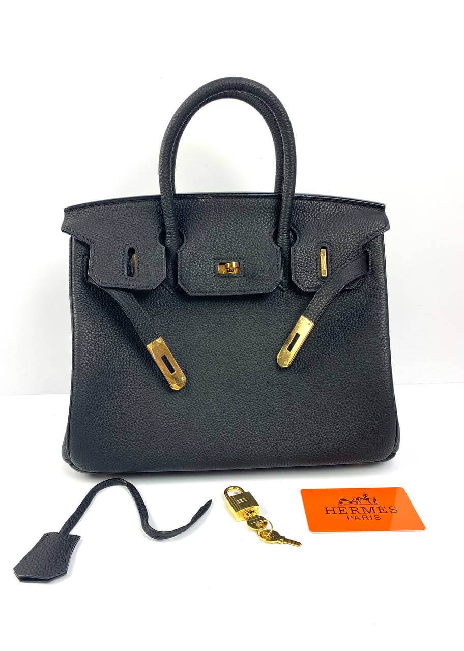 Luxury Hermes Birkin 30 Biscuit Togo Leather Black Gold Hardware