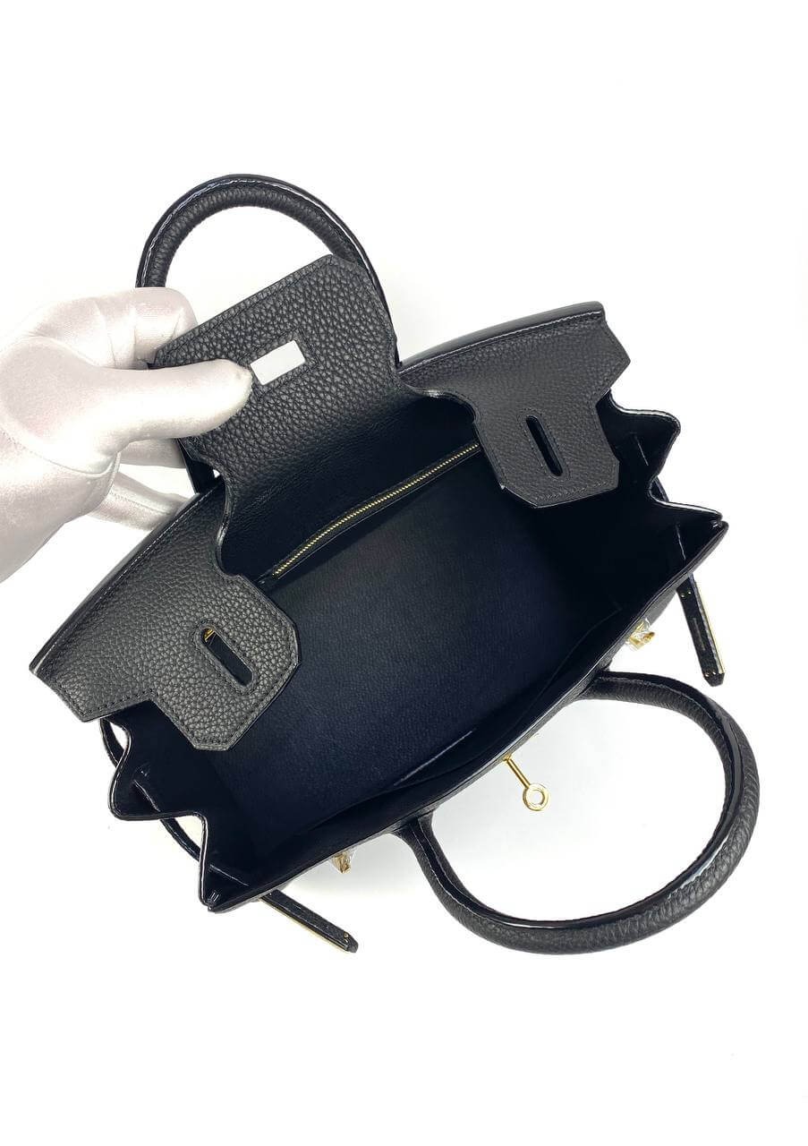 Luxury Hermes Birkin 30 Biscuit Togo Leather Black Gold Hardware