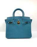 Luxury Hermes Birkin 30 Biscuit Togo Leather blue Gold Hardware
