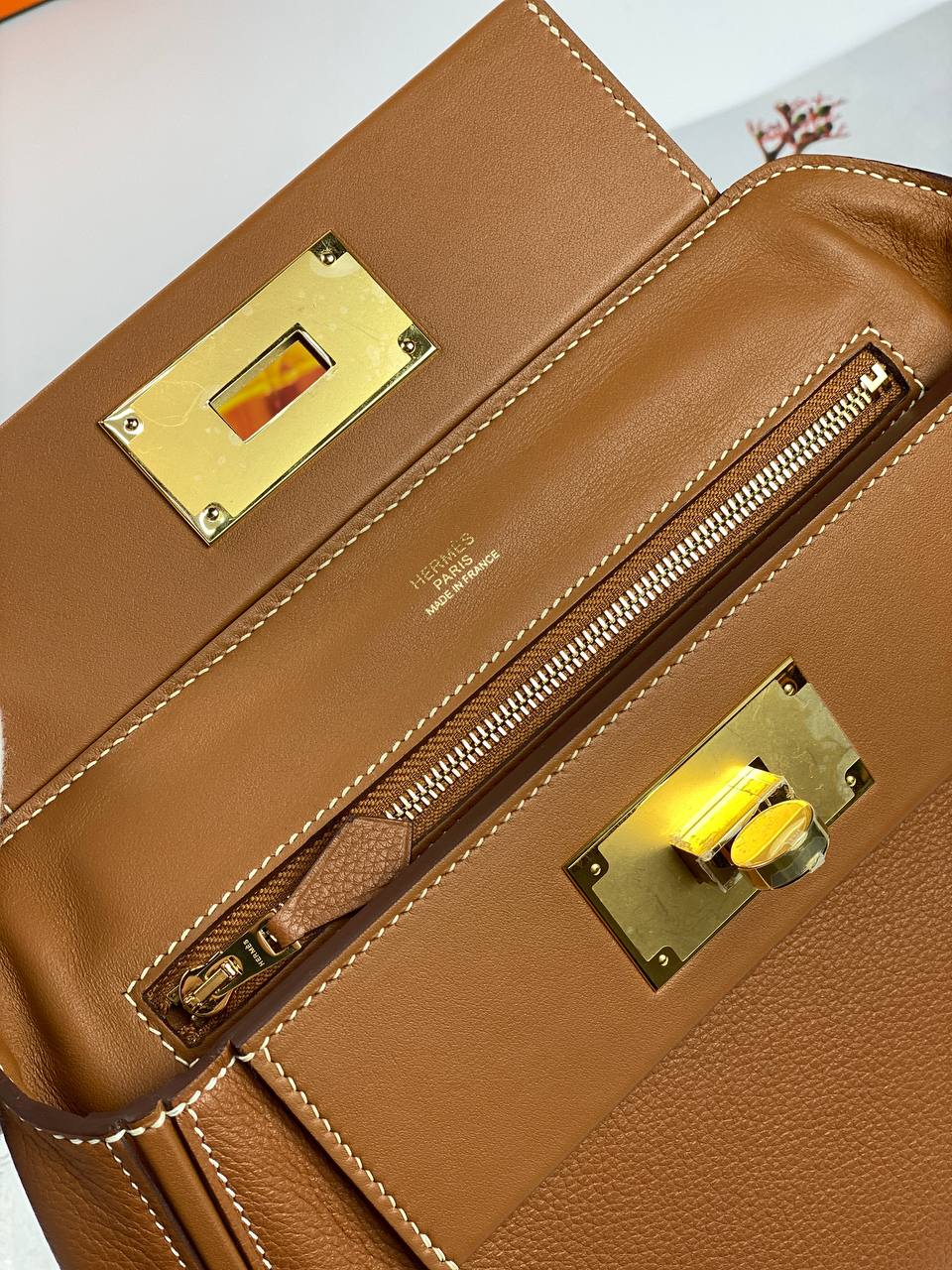 Luxury Hermes 24/24 Bag Evercolor with Swift 21  brown Gold Hardware
