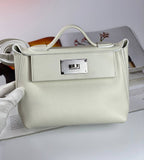 Luxury Hermes 24/24 Bag Evercolor with Swift 21 white palladium-platedHardware
