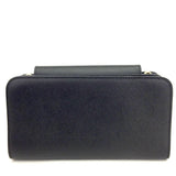 PRADA Saffiano Logo Black Leather Wallet On Chain Shoulder Bag