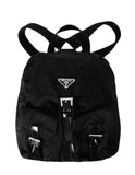 Prada Black Nylon Small Double Pocket Backpack Bag