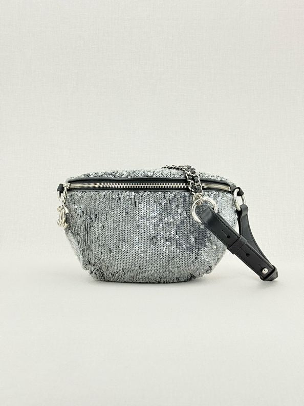 CHANEL 2018 Silver Belt Bag