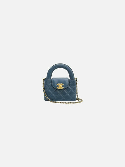 CHANEL 2023 Kelly Shopper Blue Quilted Top Handle