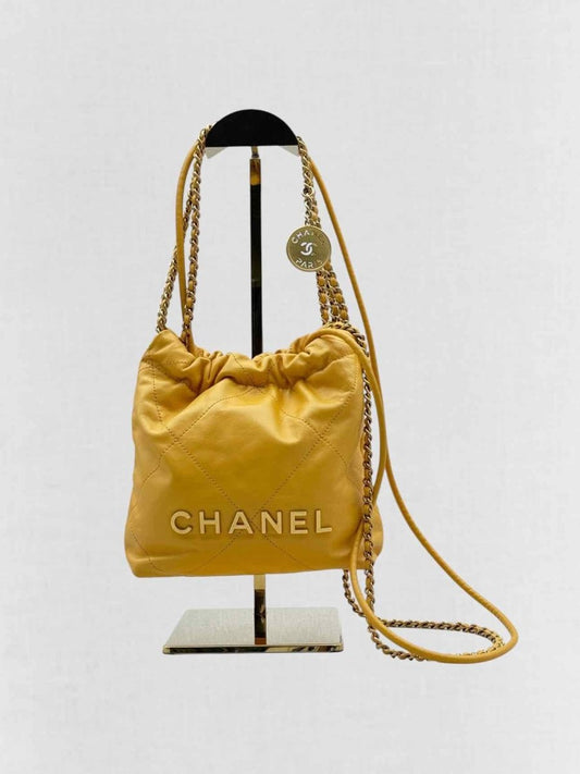 CHANEL 22 Mustard Quilted Crossbody