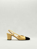 CHANEL Beige & Black Size EU 37.5 Slingbacks