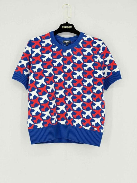 CHANEL Blue Multicolor Size US 14 Sweater