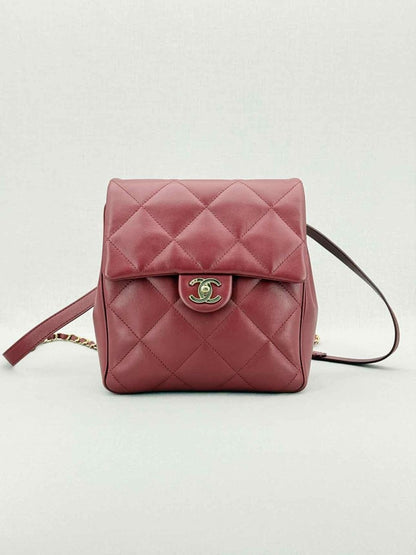 CHANEL Burgundy Quilted Backpack