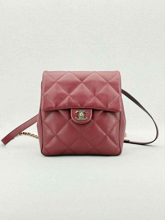 CHANEL Burgundy Quilted Backpack
