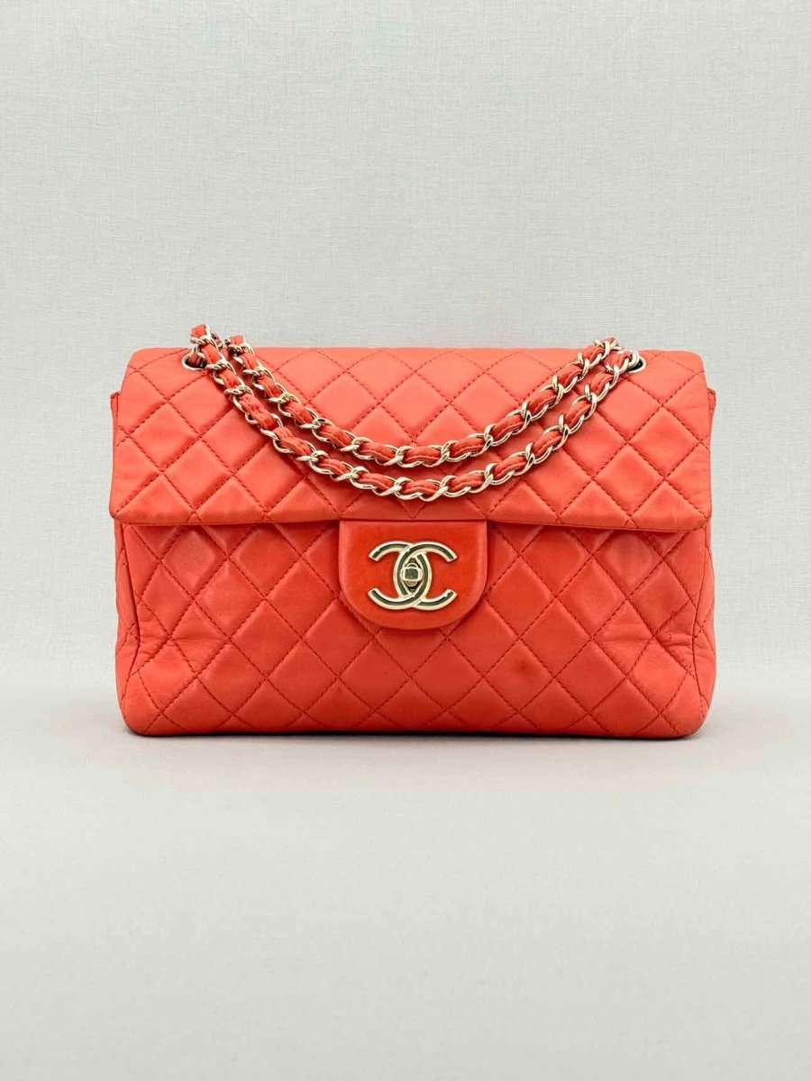 CHANEL Business Orange Quilted Shoulder Bag