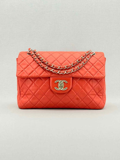 CHANEL Business Orange Quilted Shoulder Bag