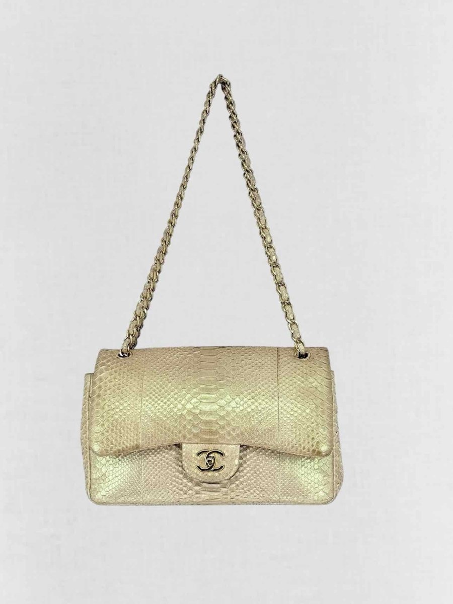 CHANEL Classic Metallic Beige Shoulder Bag